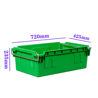 satın al Endüstriyel Yığın ve Yuva Metal Salıncak Kollu Plastik Kutu 45L PP Depolama Kutu 720×425×235mm OEM Üretici Çevrimiçi üretim