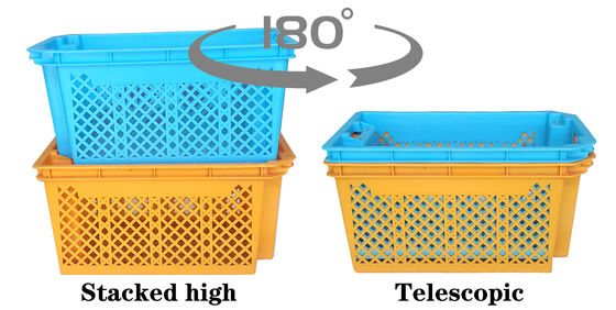 satın al OEM Reversible Plastic Stack And Nest Crate Agricultural Harvesting Supermarket Crate Çevrimiçi üretim