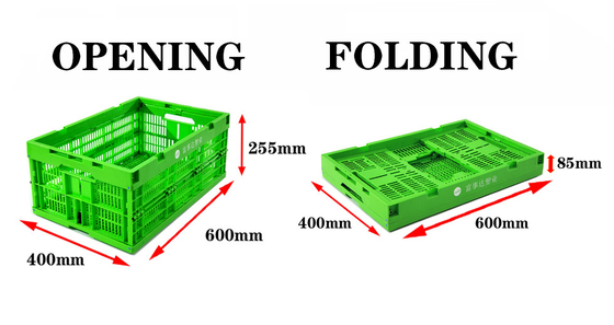 satın al 600*400*255mm Katlanabilir Depolama Kutuları Meyve ve Sebze için Katlanabilir Plastik Kutular Çevrimiçi üretim