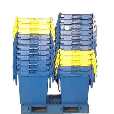 satın al Katlanabilir Katı Kutusu Plastik Balık sepeti Bağlı Kapak Tote Depolama için 760x570x620mm Çevrimiçi üretim
