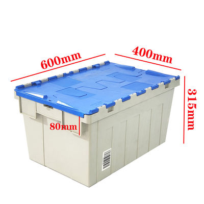satın almak Yüklü Görevli Plastik Taşıma Kutuları Kapaklı Tekrar Kullanılabilir PP Yüklenebilir Plastik Kutular 600*400*315mm Çevrimiçi üretim