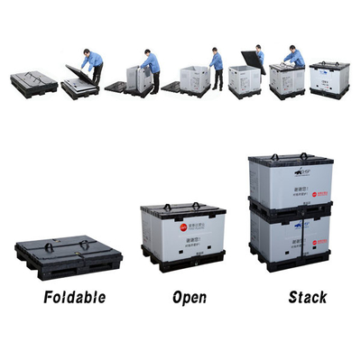 satın al Otomotiv parçaları için 4 yönlü katlanabilir plastik palet konteyneri Taşıma ve depolama Çevrimiçi üretim