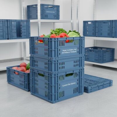 satın al Gıda Güvenliği ve Endüstriyel Standartları karşılar Besin depolaması için uygun boyut özelleştirme seçenekleri ile katlanabilir özel plastik kasalar Çevrimiçi üretim