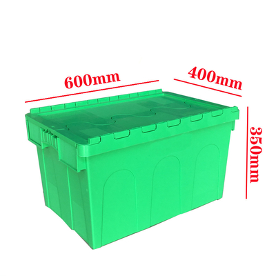 550x370x320mm Katlanabilir Yüklenebilir Kutu Bağlı Kapak Konteyneri ile Hareketli Plastik