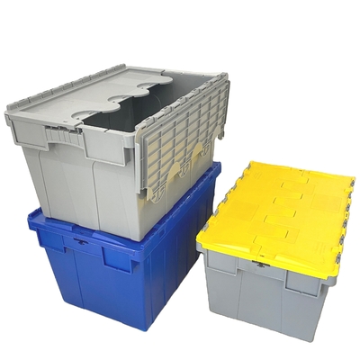 Gıda Plastik Yüklenebilir Taşınabilir Kutular Depolama için Kapaklı Konteyner 600x400x315mm