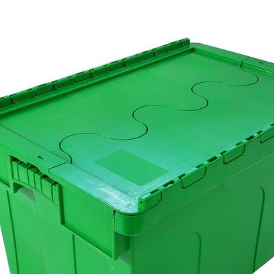 Büyük plastik depolama kutuları ve kapakları lojistik depolama kutusunda yuva kurar